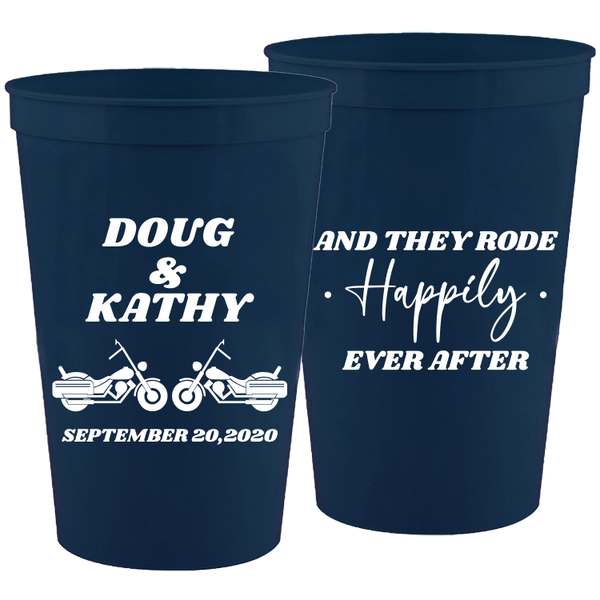 And They Rode Happily 2024 ever After, Styrofoam Cups, Motorcycles, Motorcycle Wedding, Foam Cups (200)