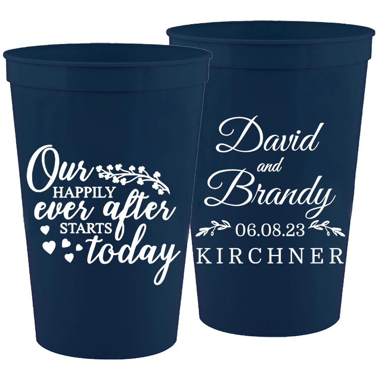 Wedding - Our Happily Ever After Starts Today - 16 oz Plastic Cups 100