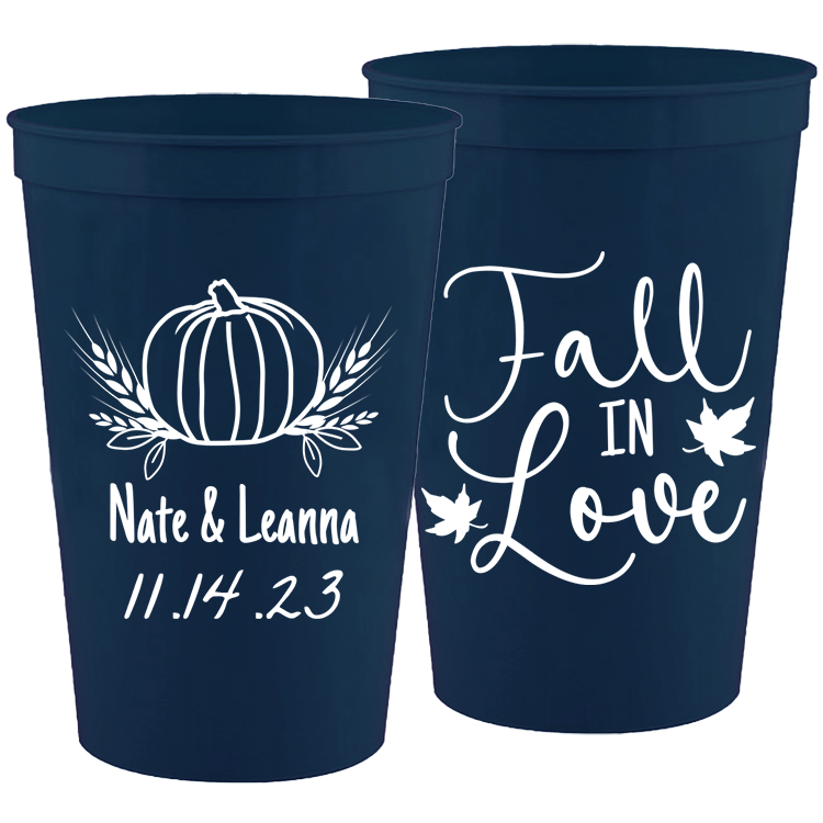 Wedding - Fall In Love Pumpkin - 16 oz Plastic Cups 127