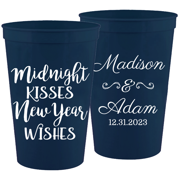 Wedding - Midnight Kisses New Year Wishes - 16 oz Plastic Cups 134