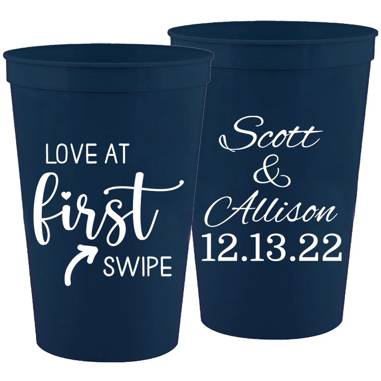 Wedding - Love At First Swipe - 16 oz Plastic Cups 143