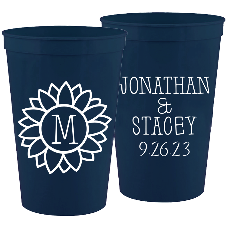 Wedding - Flower With Last Name - 16 oz Plastic Cups 145
