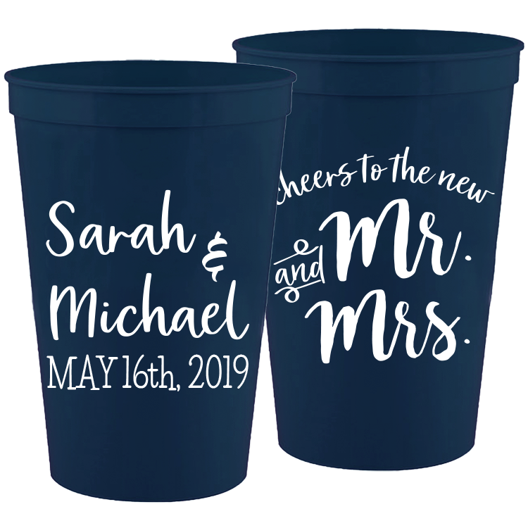 Wedding - Cheers To The New Mr & And Mrs - 16 oz Plastic Cups 030