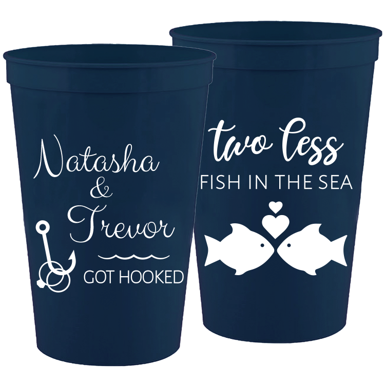 Wedding - Two Less Fish In The Sea, Got Hooked - 16 oz Plastic Cups 039
