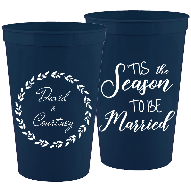 Wedding - Tis The Season To Be Married Wreath - 16 oz Plastic Cups 040