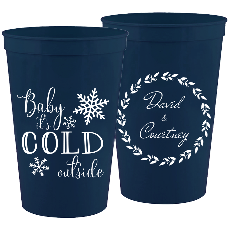 Wedding - Baby It's Cold Outside Winter - 16 oz Plastic Cups 043