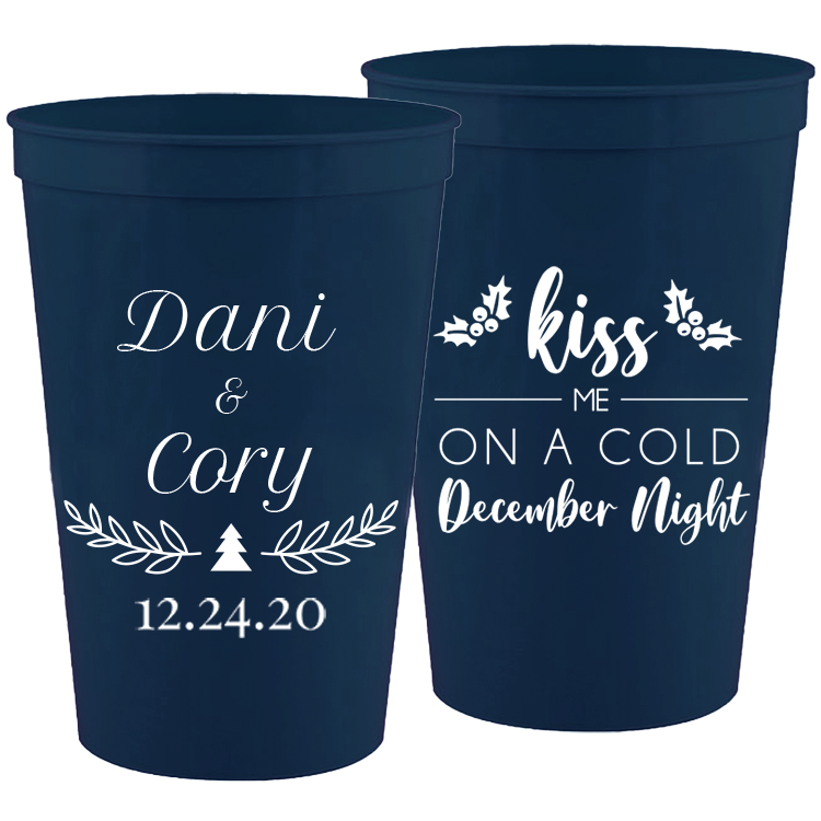 Wedding - Kiss Me On A Cold December Night Holiday - 16 oz Plastic Cups 044