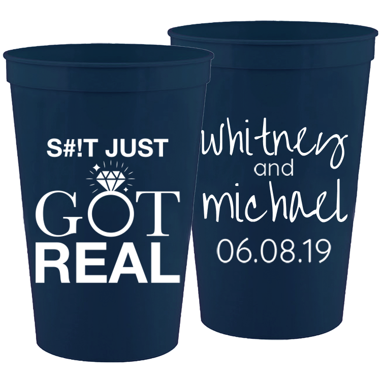 Wedding - Shit Just Got Real Ring - 16 oz Plastic Cups 053