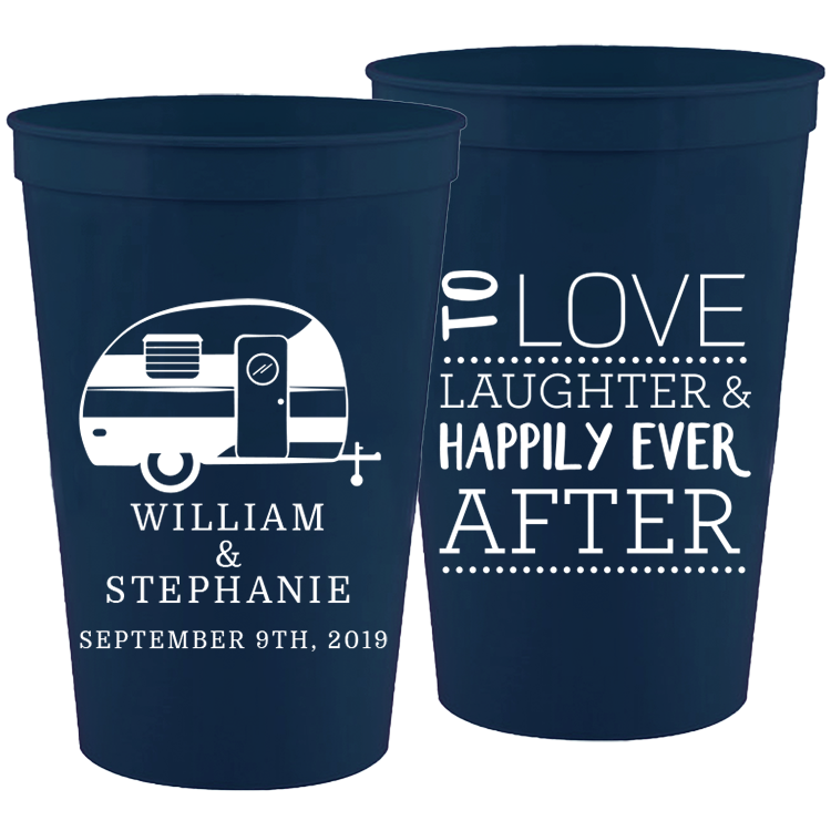 Wedding - To Love Laughter (4) Camper - 16 oz Plastic Cups 055