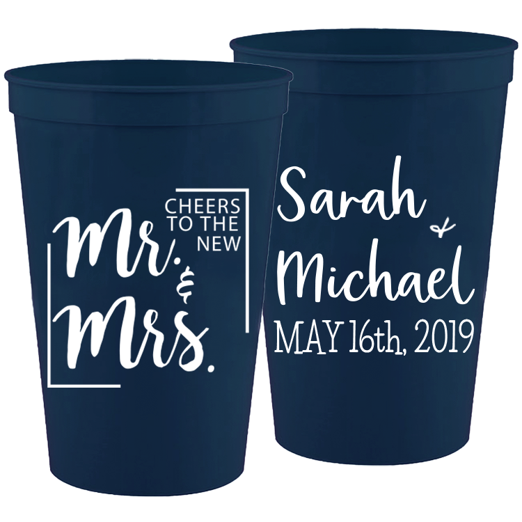 Wedding - Cheers To The New Mr & Mrs - 16 oz Plastic Cups 057