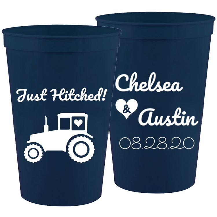 Wedding - Just Hitched! - 16 oz Plastic Cups 068