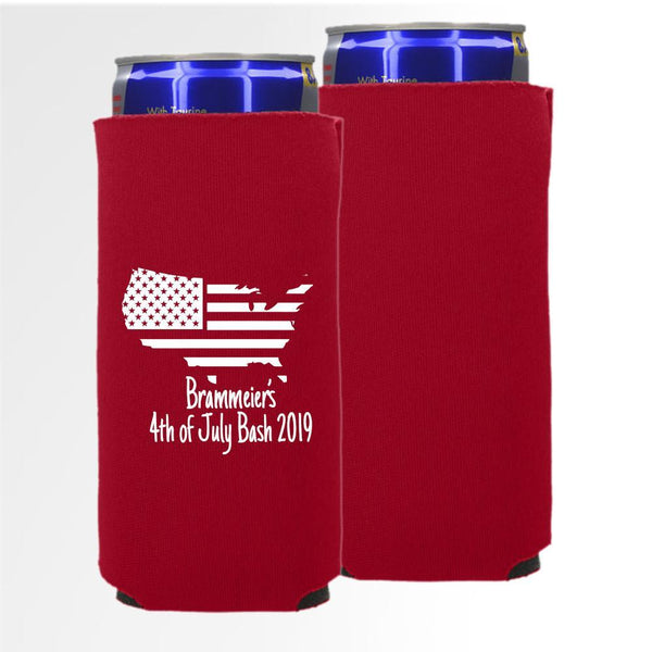 Fourth of July America koozie fits all Slim seltzer cans, regular