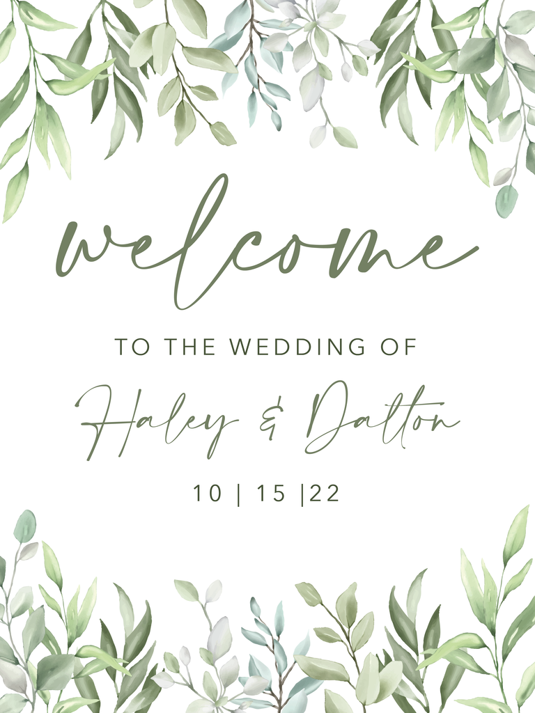 Wedding Welcome Sign - Green Dreams
