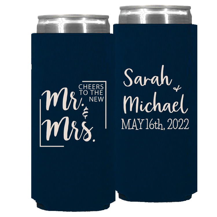 Wedding - Cheers To The New Mr & Mrs - Foam Slim Can 057