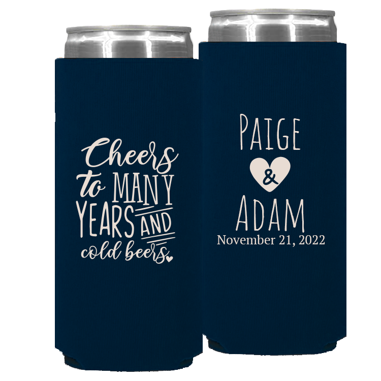 Wedding - Cheers To Many Years And Cold Beers W/Heart - Foam Slim Can 065
