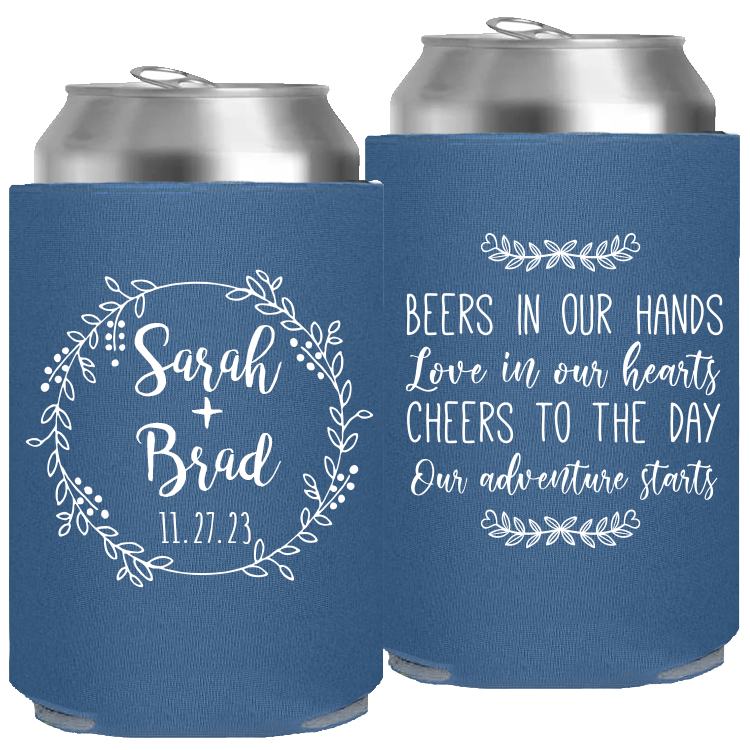 Wedding - Beers In Our Hands Love In Our Hearts Circle Wreath - Foam Can 107