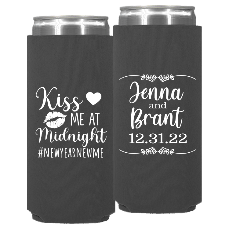 Wedding - Kiss Me At Midnight With Leaves - Neoprene Slim Can 133