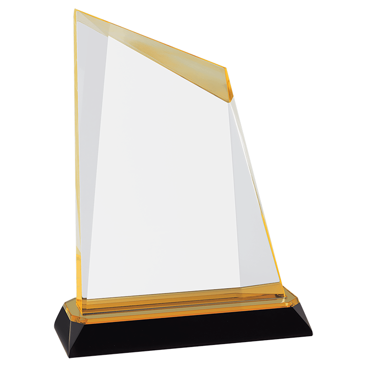 7-3/4" Gold Peak Diamond Corner Base Acrylic Award
