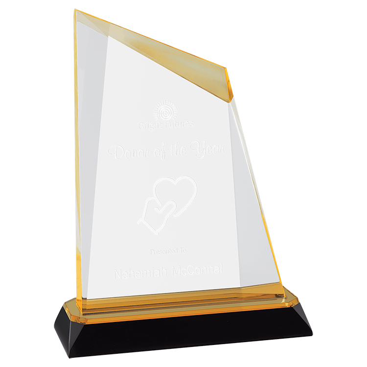 7-3/4" Gold Peak Diamond Corner Base Acrylic Award