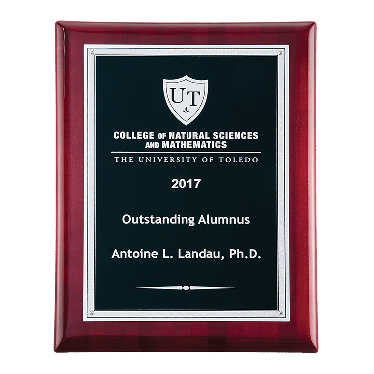 7" x 9" Rosewood High Luster Plaque With Black/Gold Plate