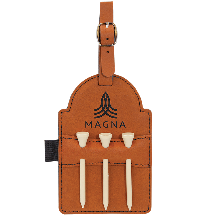 Leatherette Golf Bag Tag With 3 Tees