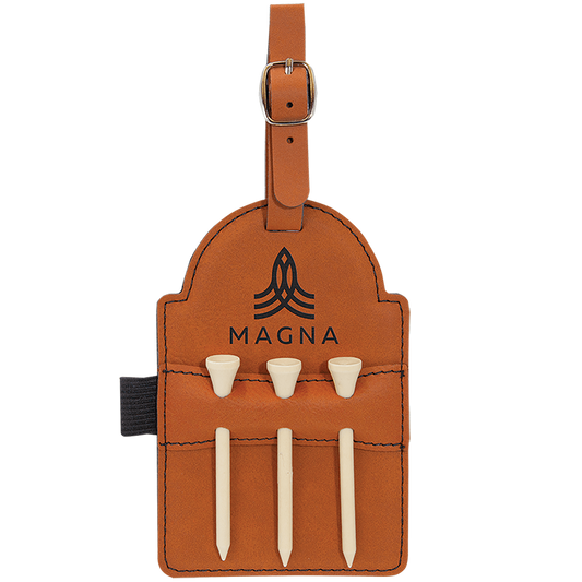 Leatherette Golf Bag Tag With 3 Tees