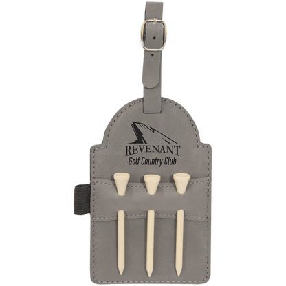 Leatherette Golf Bag Tag With 3 Tees