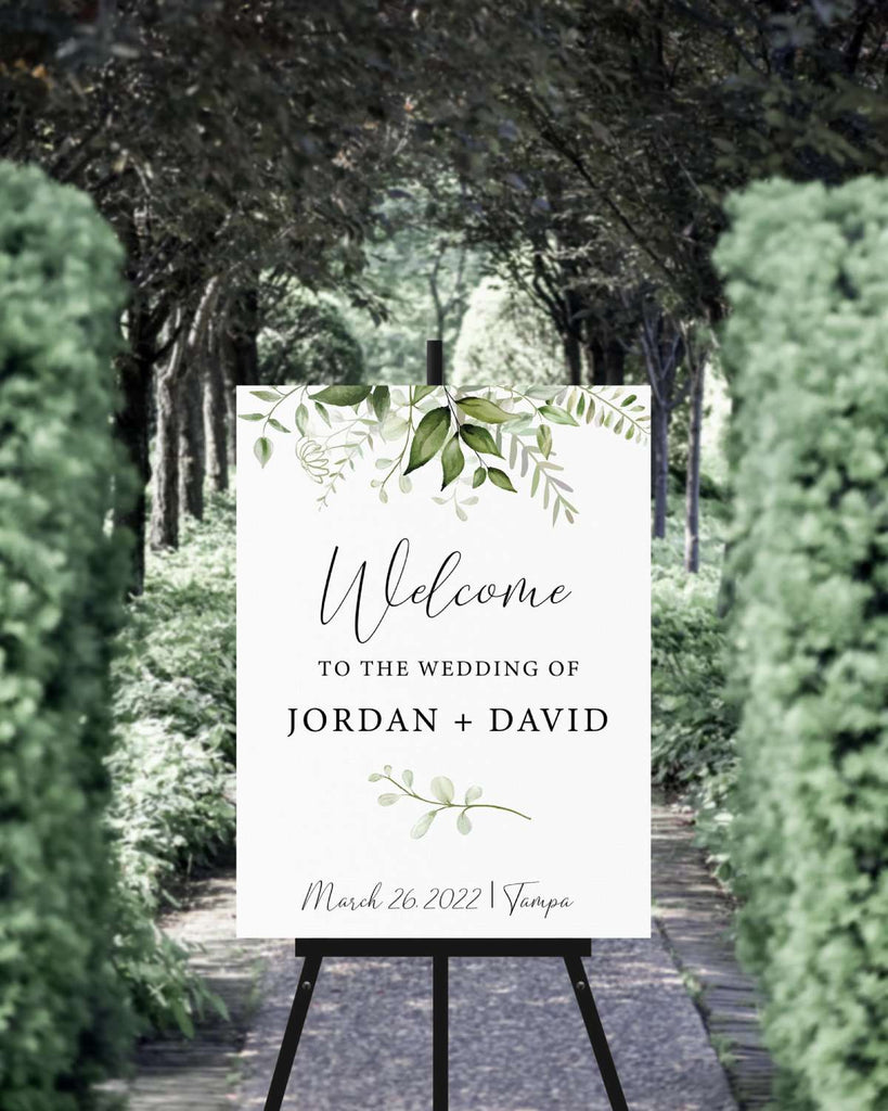 Wedding Welcome Sign - Green Botanicals
