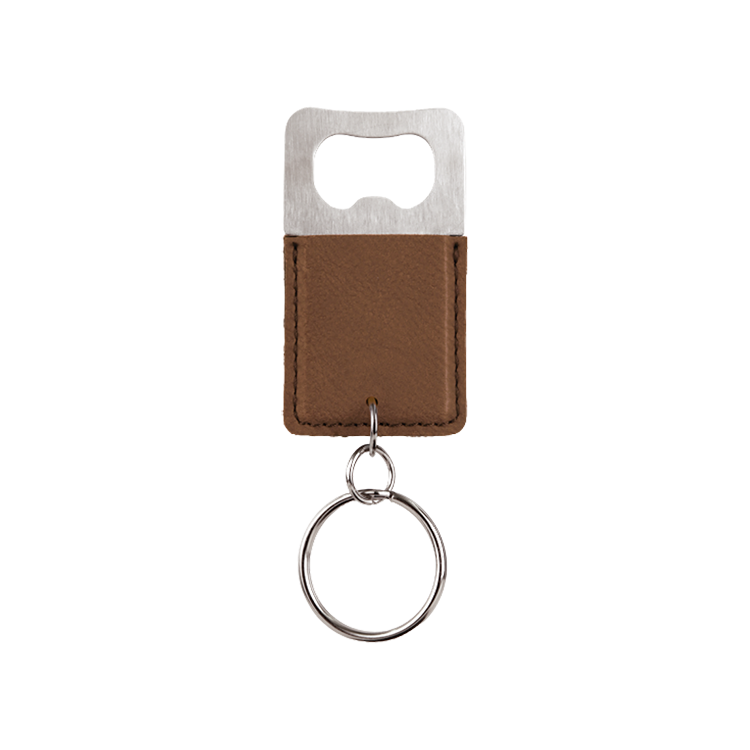 Rectangle Leatherette Bottle Opener Keychain