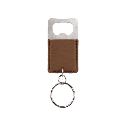 Rectangle Leatherette Bottle Opener Keychain