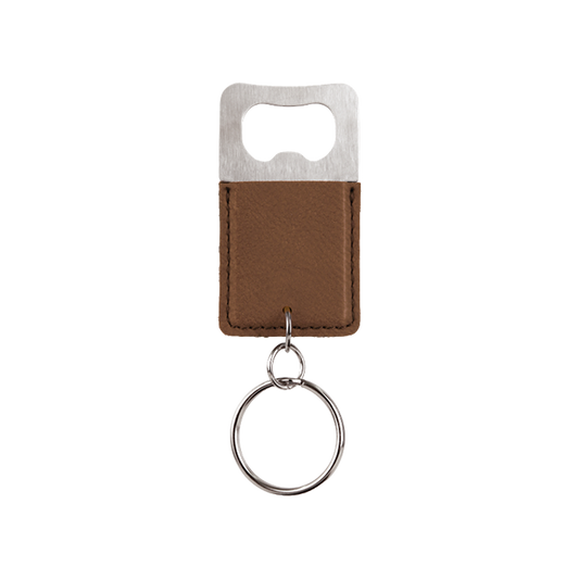 Rectangle Leatherette Bottle Opener Keychain