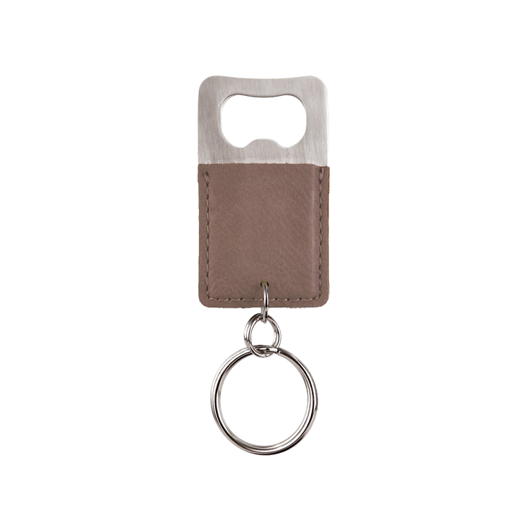Rectangle Leatherette Bottle Opener Keychain