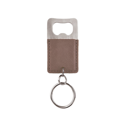 Rectangle Leatherette Bottle Opener Keychain