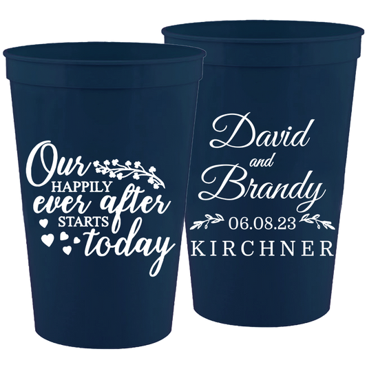 Wedding - Our Happily Ever After Starts Today - 16 oz Plastic Cups 100