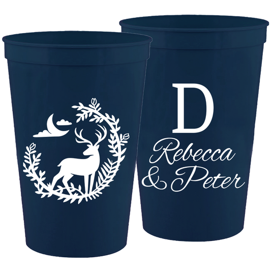 Wedding - Deer With Leaves - 16 oz Plastic Cups 104