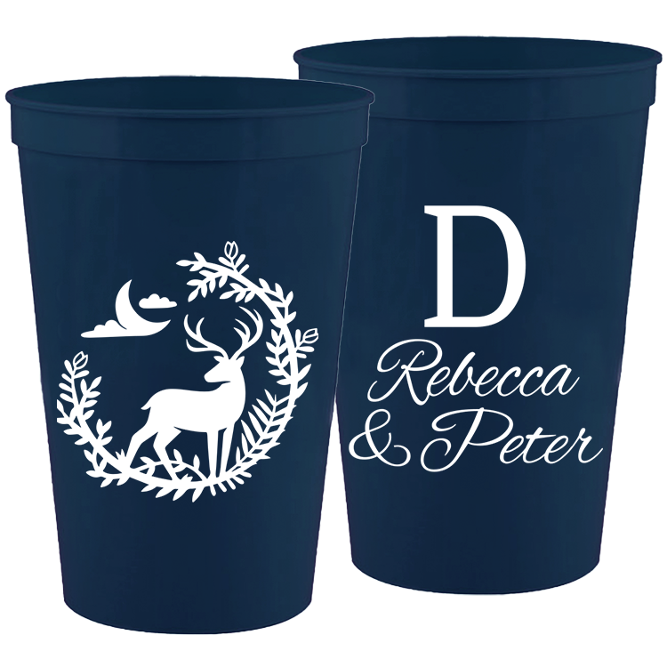 Wedding - Deer With Leaves - 16 oz Plastic Cups 104