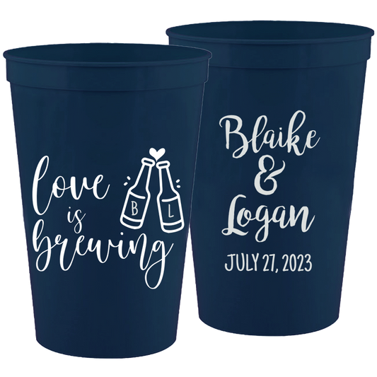 Wedding - Love Is Brewing Bottles - 16 oz Plastic Cups 111