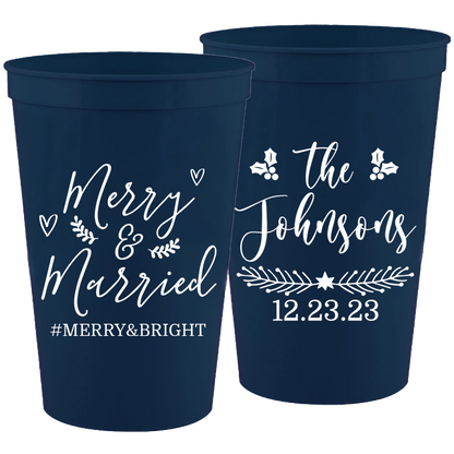 Wedding - Merry & Married - 16 oz Plastic Cups 121