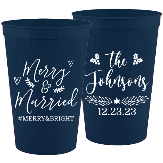 Wedding - Merry & Married - 16 oz Plastic Cups 121