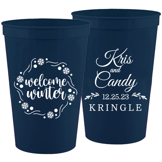 Wedding - Welcome Winter Names - 16 oz Plastic Cups 123