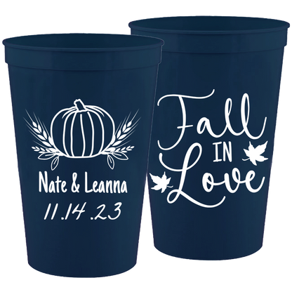 Wedding - Fall In Love Pumpkin - 16 oz Plastic Cups 127