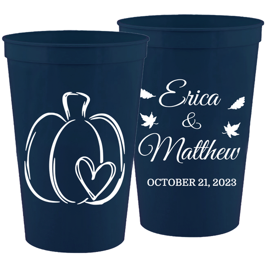 Wedding - Pumpkin - 16 oz Plastic Cups 128