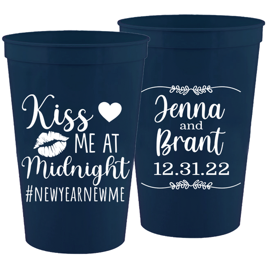 Wedding - Kiss Me At Midnight With Leaves - 16 oz Plastic Cups 133