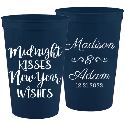 Wedding - Midnight Kisses New Year Wishes - 16 oz Plastic Cups 134