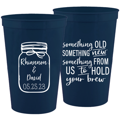 Wedding - Something Old Something New Mason Jar - 16 oz Plastic Cups 139