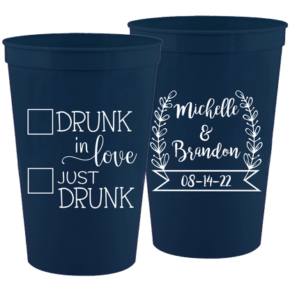 Wedding - Drunk In Love With Leaves - 16 oz Plastic Cups 142