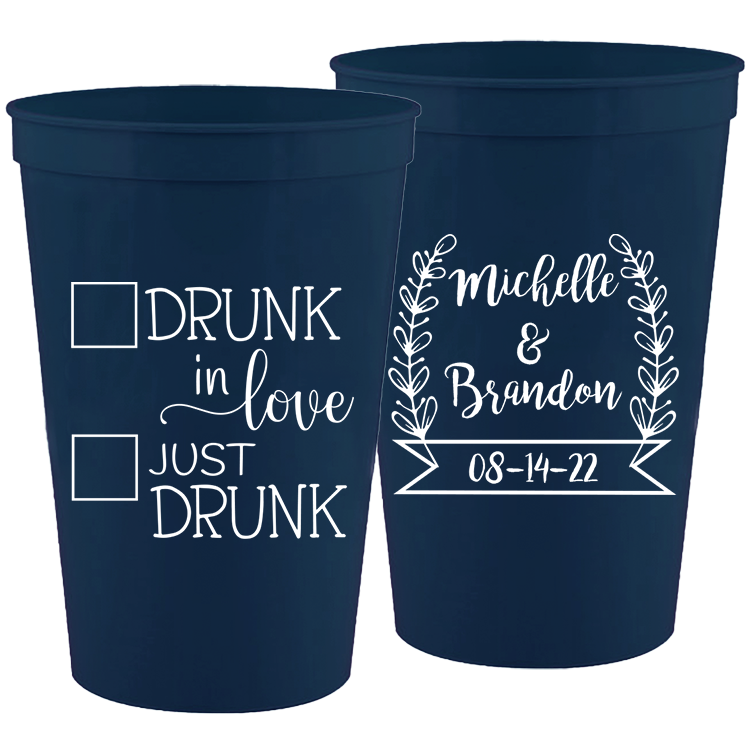 Wedding - Drunk In Love With Leaves - 16 oz Plastic Cups 142