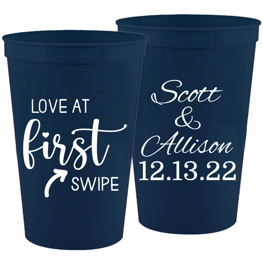 Wedding - Love At First Swipe - 16 oz Plastic Cups 143