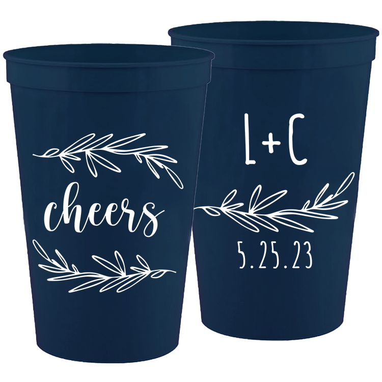 Wedding - Cheers With Leaves - 16 oz Plastic Cups 157