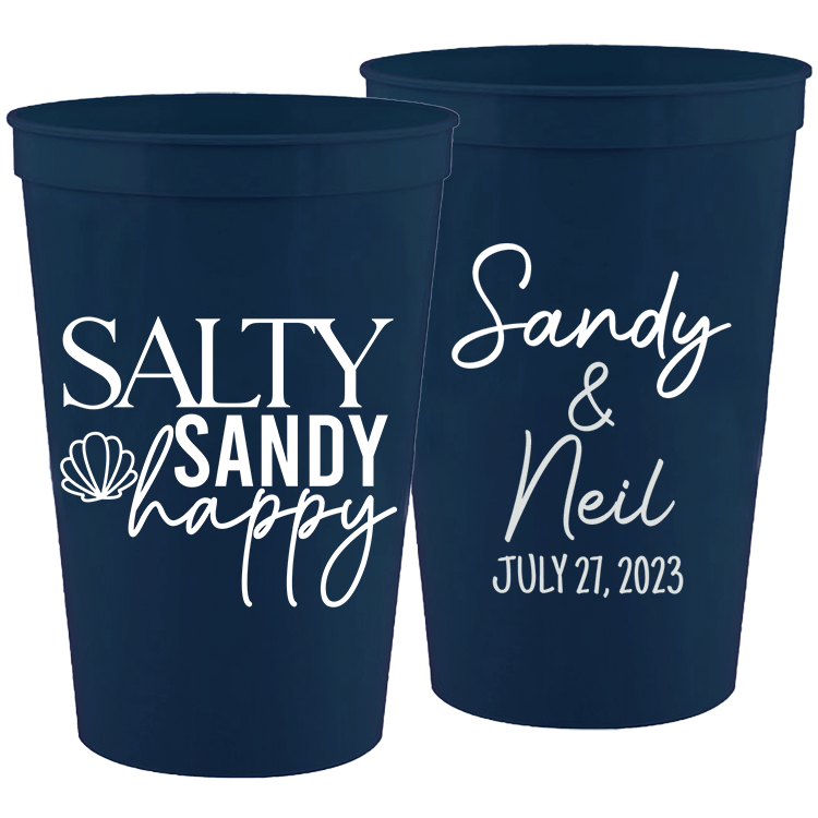 Wedding - Salty Sandy Happy - 16 oz Plastic Cups 166